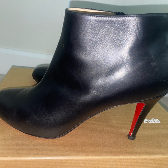 Christian Louboutin Size 41 Black Belle 85 Calf Booties - Picture 4 of 7